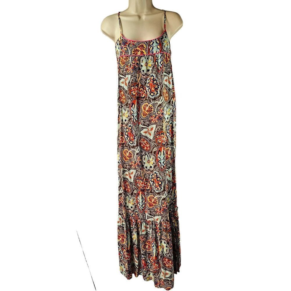 Backless Paisley Cami Dress Sz S Summer Beachwear by Seaton Multicolor Cotton